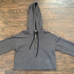 half zip up cropped hoodie